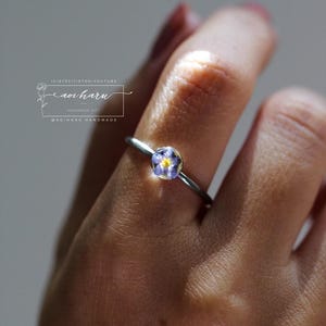 Real Forget Me Not Flower Adjustable Ring, Pressed Flower Resin Ring, Open Band Ring for Her, Botanical Jewelry, Dainty Ring, Gift for Mom