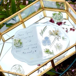 Custom Message real flower Resin Coaster, Pressed Flower, Personalized Keepsake for Birthday, Anniversary, Wedding, Graduation, Mother’s Day