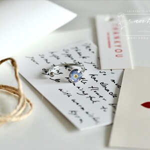 Real Forget Me Not Flower Resin Ring: Handmade Botanical Jewelry, Stackable Dainty Ring image 6