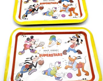 Vintage Disney Superstars opvouwbare schoottafeltjes Mickey Mouse Pluto Goofy-set