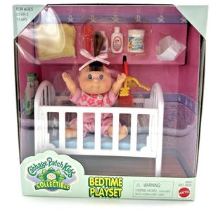 Vintage 1996 Cabbage Patch Kids Bedtime Playset New In Box Doll Nursery Set