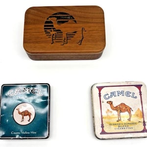 camel wooden cigarette box Vintage Hand Carved Exotic Wood Pack Vintage Hand Carved Wood Camel