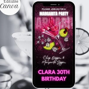 Editable Margarita Party Digital Invite, Margarita Party Invite, Let's Get Tipsy Game Night Animated Invitation, Birthday Night, Girls Night
