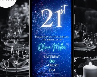 Editable 21st Birthday Invitation Template, Animated Digital, Custom Birthday Video Invitation, Instant Download, Self-Editable Evite