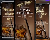 Editable Digital Aged to Perfection Animated Invitation, Black and Gold Birthday Evite (Canva Template)