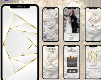 Digital Wedding Video Invitation, Animated Wedding Invitation with photo, Editable Canva Template  for Modern Wedding, Instant Download