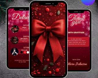 Digitale Weihnachtsfeier-Einladung, animierte Feiertagsfeier-Einladung, Weihnachts-Evite, bearbeitbare Canva-Vorlage, Weihnachtsvideo Evite, Sofort-Download
