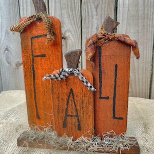 Primitive Rustic Wooden Fall Pumpkin Shelf Sitter e-Pattern