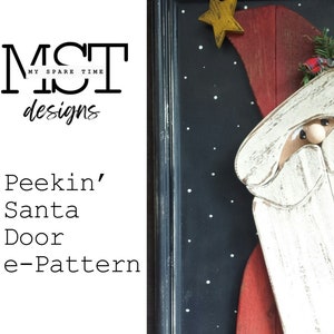 Primitieve boerderij Peekin' Santa Door houten e-patroon