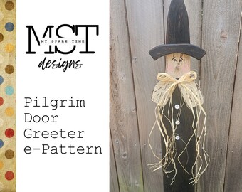 Primitive Rustic Wooden Thanksgiving Pilgrim Porch Greeter e-Pattern