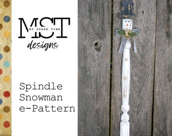 Wood Spindle Snowman Winter Christmas Decor E-pattern