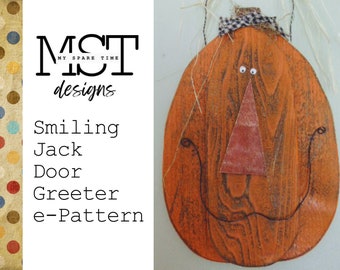 Primitive Rustic Wooden Smiling Jack Pumpkin Door Greeter e- Pattern