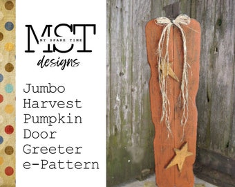 Primitive Rustic X-Large Wooden Pumpkin Porch Sitter e-Pattern