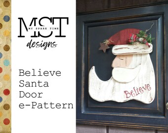 Wooden Believe Santa Up-cycled Sign e-Pattern