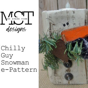 Primitive Rustic Wooden Snowman Candle Holder e-Pattern