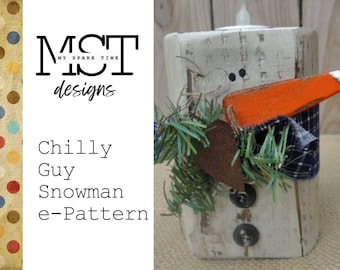 Primitive Rustic Wooden Snowman Candle Holder e-Pattern