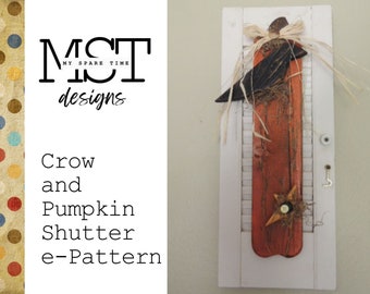 Wooden Crow and Pumpkin Upcycled Shutter e-Pattern