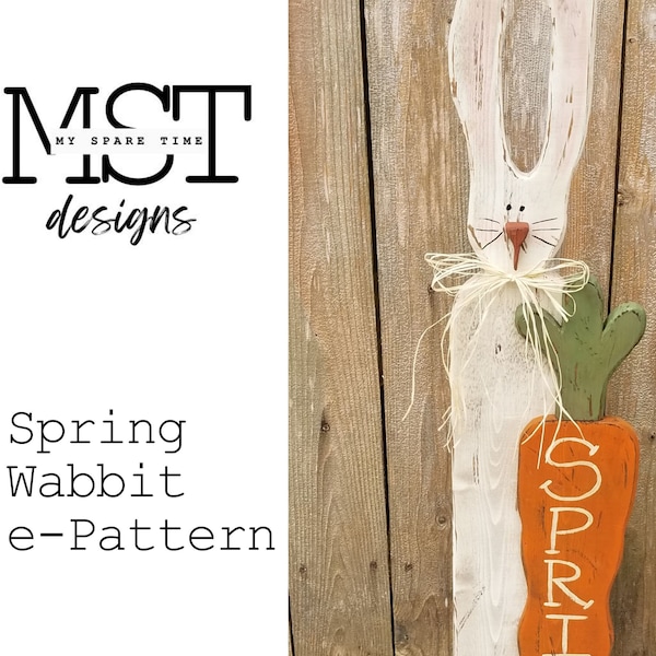 Wooden Spring Rabbit Porch Decor DIY e-Pattern