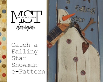 Wooden Rustic Catch a Falling Star Snowman Door e-Pattern