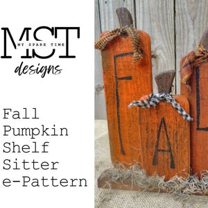 Primitive Rustic Wooden Fall Pumpkin Shelf Sitter e-Pattern