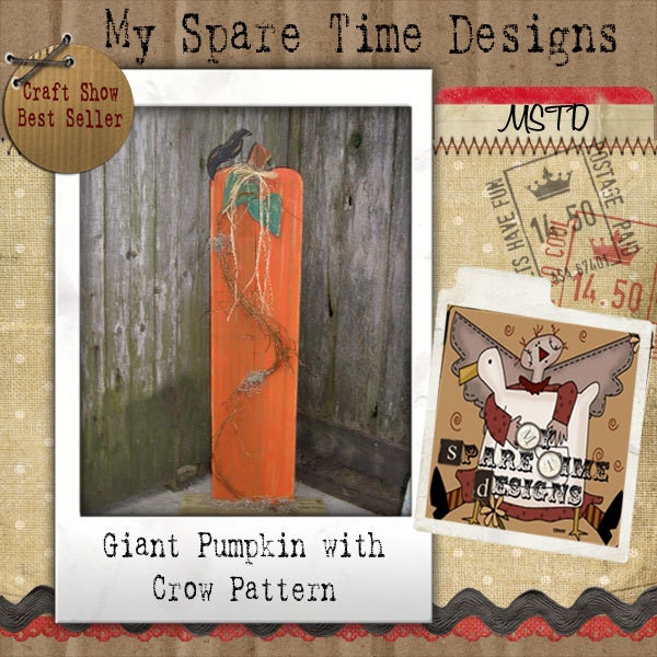 Wooden Pumpkin Pattern, Primitive Halloween Pattern, Primitive Fall Pattern,  Holiday Folk Art, Primitive Pumpkin