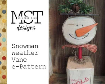 Wooden Primitive Rustic Snowman Weathervane Decor E-Pattern