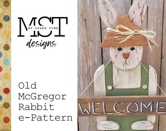 Farmhouse Country Spring Wooden Porch Decor Rabbit E-Pattern,