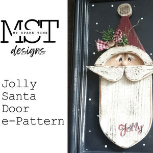 Primitive Rustic Jolly Wooden Santa Recycled Sign e-Pattern