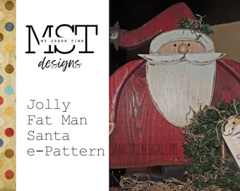 Primitive Jolly Wooden Folk-art Farmhouse Santa E-pattern