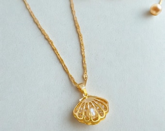 Sea Shell Pearl Mermaid Oyster Necklace Jewelry Gifts For Her Mothers Day Birthday Christmas