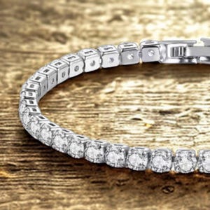 925 Sterling Silver Tennis Dainty Minimalist Bracelet Women Zircon Chain