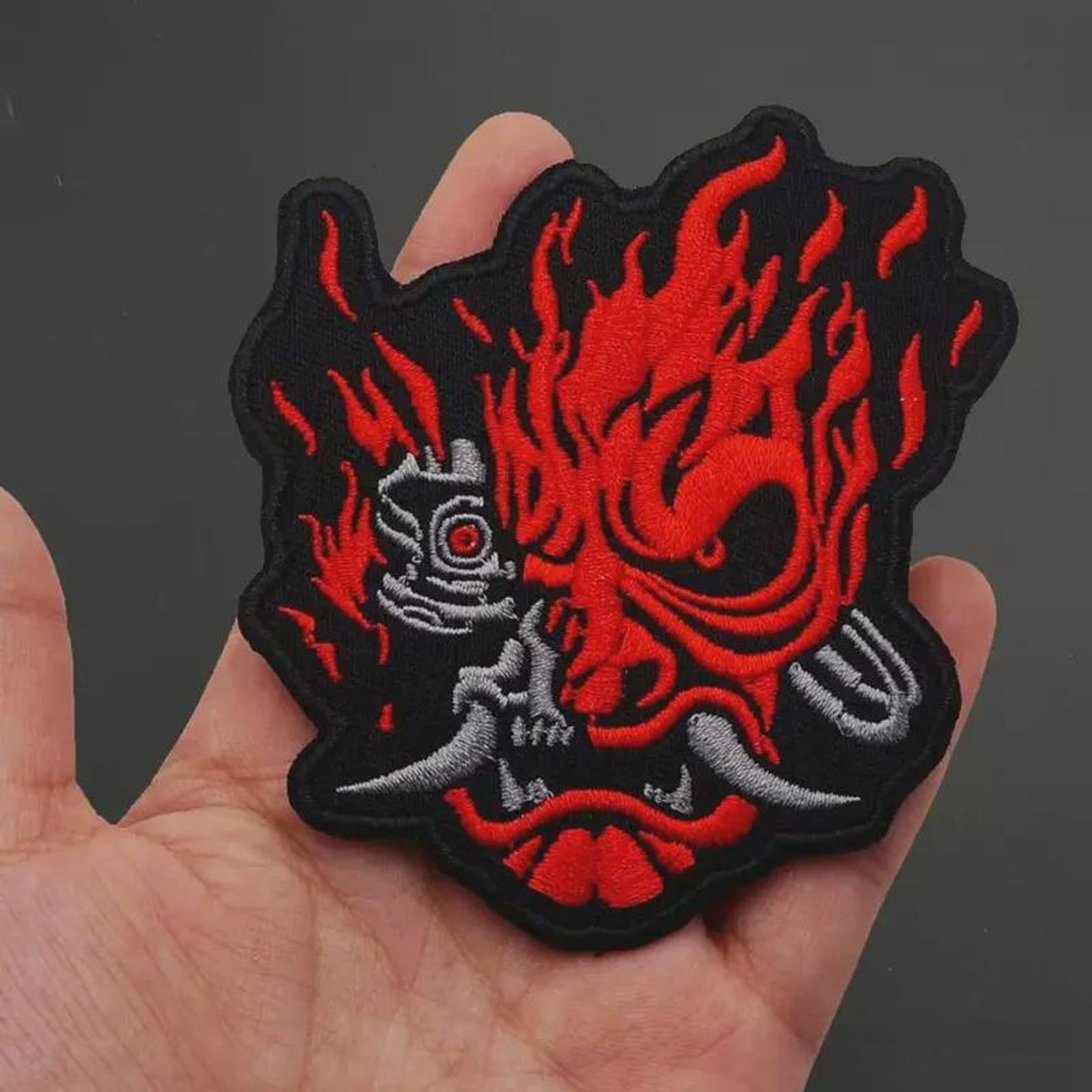 Devil Patch Sticker 2pc Punk Style Red Devil Tactical Patch With Flames & Horns Design ...