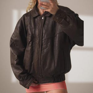 60s Vintage Bomber Brown Oversized Jacket Women A2 Military Biker Handmade Soft Real Sheepskin Leather Motorcycle Streetwear Coat Best Gift