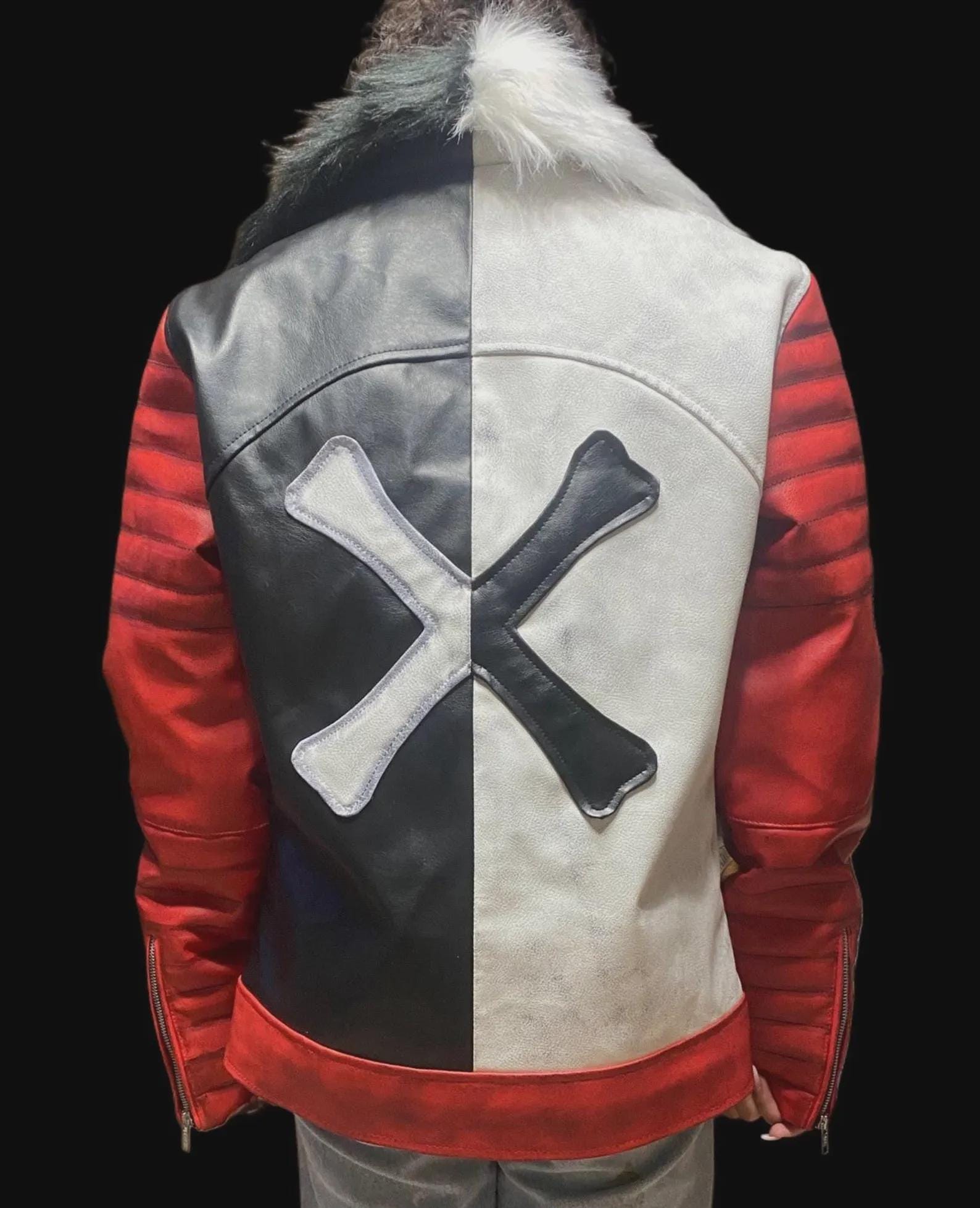 Carlos Descendants White and Black With Red Combo Wax Faux Fur
