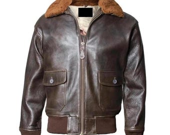 Vintage 60s US Navy G-1 Goatskin Leather Flight Jacket - Size 40