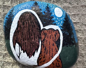 Handbemalte Mädchen und Hund Rock Art, Freundschaft Andenken, Tier Liebhaber Geschenk