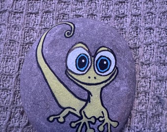Hand Painted Lizard Rock, Nature Inspired Home Decor, Garden Art, Reptile Lover Gift
