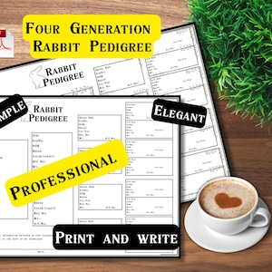 Rabbit Pedigree Printable | Editable PDF | Simple & Elegant Designs Included