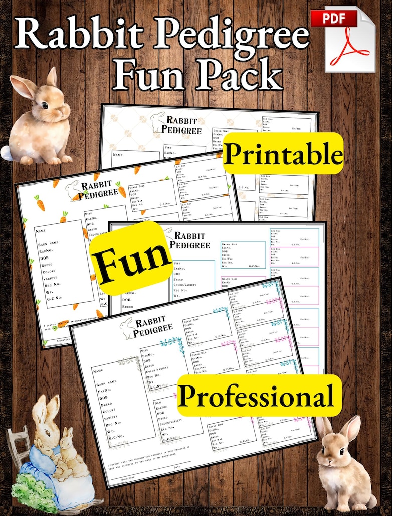 Rabbit Pedigree Fun Pack Printable | Rabbit Breeders & Homesteaders ...