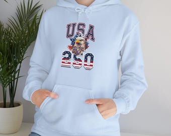 Felpa con cappuccio USA Eagle 250 / Felpa con grafica patriottica della bandiera americana