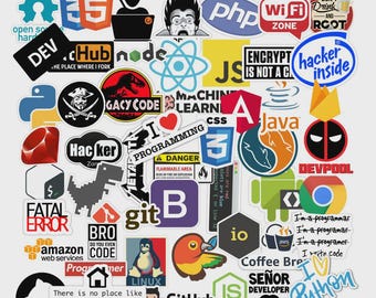 Programmer & Coding Vinyl Sticker Pack: 50 Random Designs