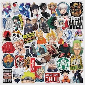 Random Anime Vinyl Sticker Pack of 50 - Perfect for Laptops, Phones, Bottles, Literaly Everywhere & More