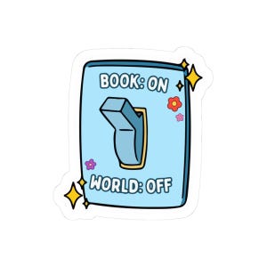 Book On World Off Blue Switch Sticker - Waterproof Durable Vinyl Stickers
