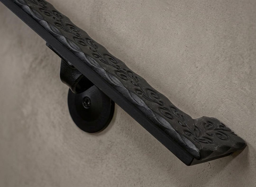 Engraved Custom Railing Wrought Iron Handrail, Floral Engraved, Custom Stair Railing, ADA ...