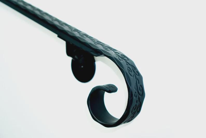 Scroll Hand Railing Forged Iron Handrail, Floral Scroll, Custom Length Stair Railing ...