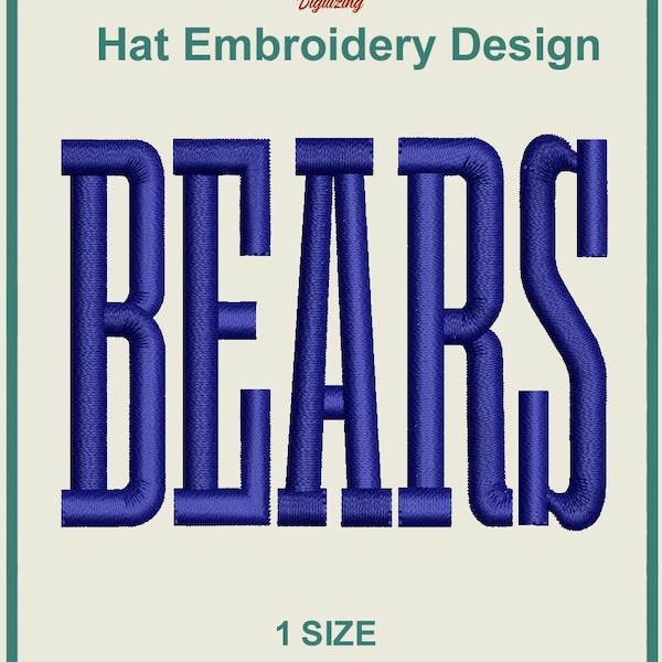 Disegno per ricamo cappello orso, logo ricamo cappello orso, file ricamo cappello orso, logo cappello orso con carattere alto unico