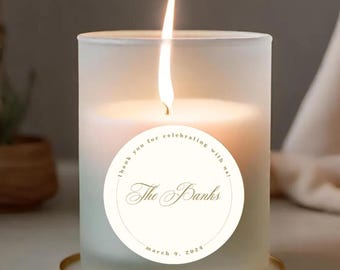 Gold & Cream Wedding Sticker Template | Editable Candle Label or Favor Tag | Thank You Sticker | Printable Digital Download