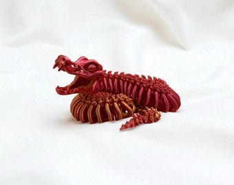Flexi Dragon Snake – Rörlig 3D-utskriven dekorativ figur gjord av bioplast | Leksak och presentidé