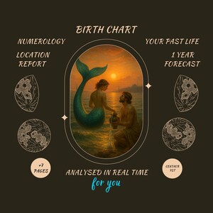 Pacchetto completo di astrologia / Tema natale + Previsioni a 1 anno + Vite passate + Astrocartografia