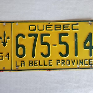 1964 Quebec Licence Plate